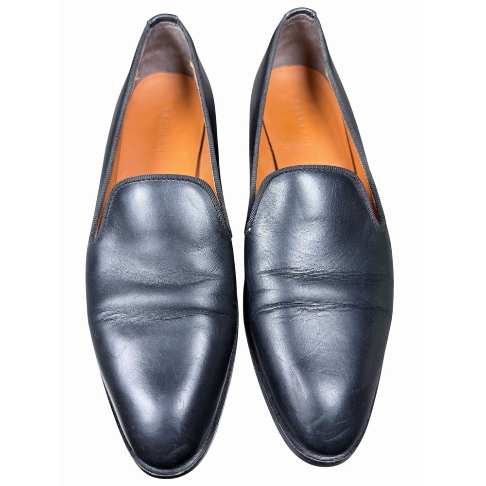 Everlane The Modern Loafer Leather Slip On Stacked Heel Black Womens 8.5‎ Italy